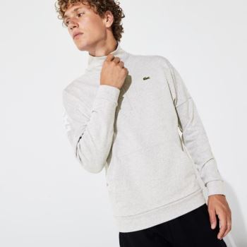 Lacoste SPORT Zip Standup Neck Cotton Sweatshirt Pánské - Mikiny Šedé / Blankyt | CZ-2crNG8